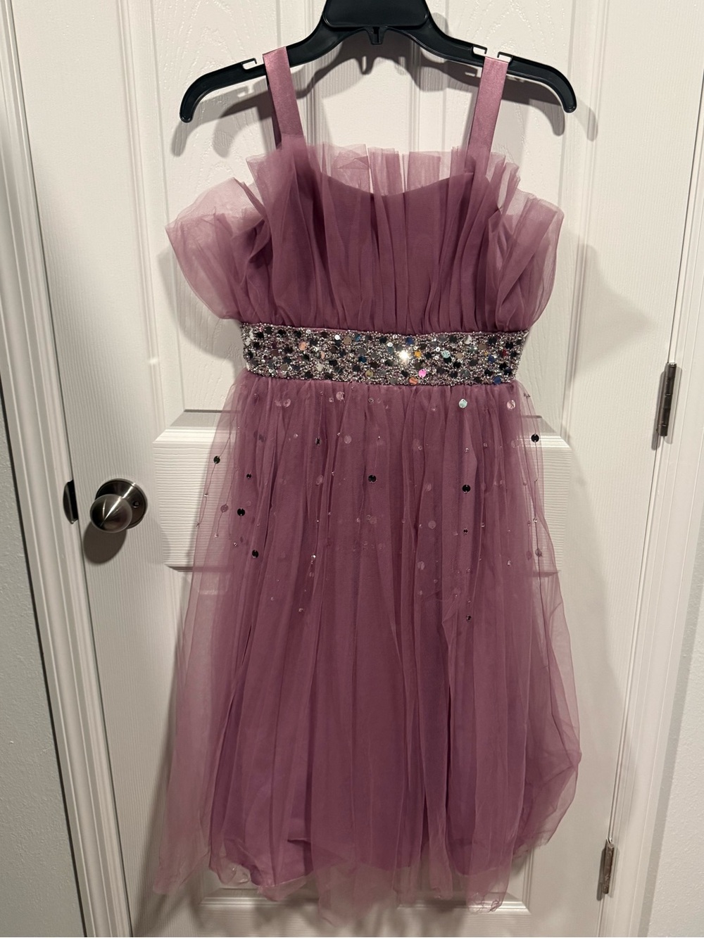 Xtraordinary Dusty Rose Tulle Party Dress with Sequin Waistband